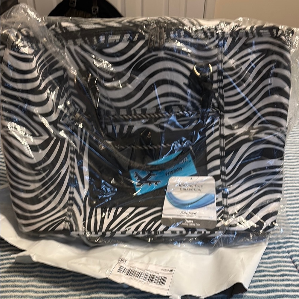 Calpak Stylish Black and White Zebra Print TRAVELING Tote Bag